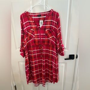 New with tags Torrid size 12 red plaid dress with pockets